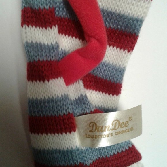 DanDee Pet Scarf New Stripes knitted fringe white Red Blue - Picture 3 of 3